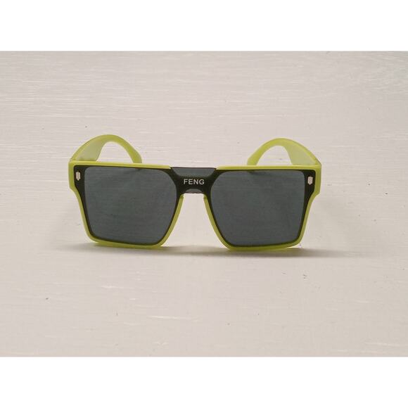 FENG Lime Green Frame Black Lense Sunglasses Unisex Never Worn Great Condition - Picture 1 of 4